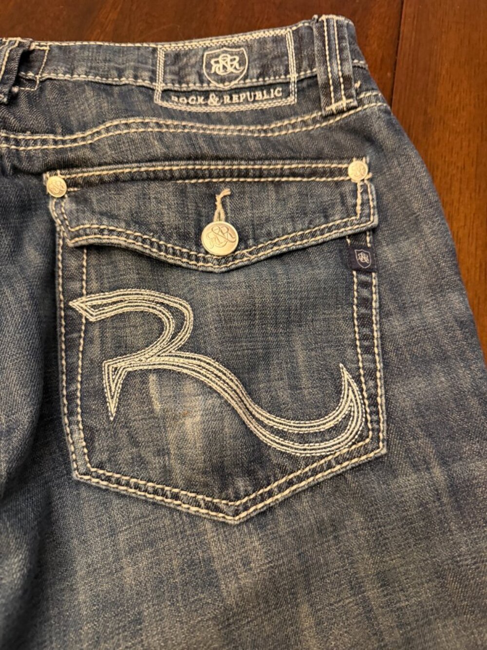 Rock & Republic Boot Cut Stitching Jeans 34 X 32